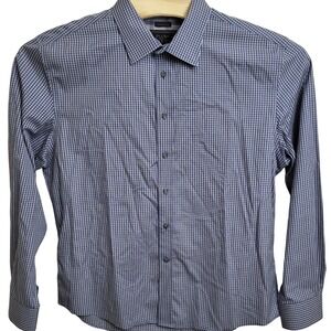 JOS. A. Bank Reserve Mens XL Egyptian Cotton Tailored Fit Button up Blue Checked